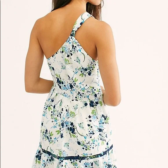 Free People | Dresses | Free People All Mine Mini Dress One Shoulder White Green  Combo New Large L | Poshmark